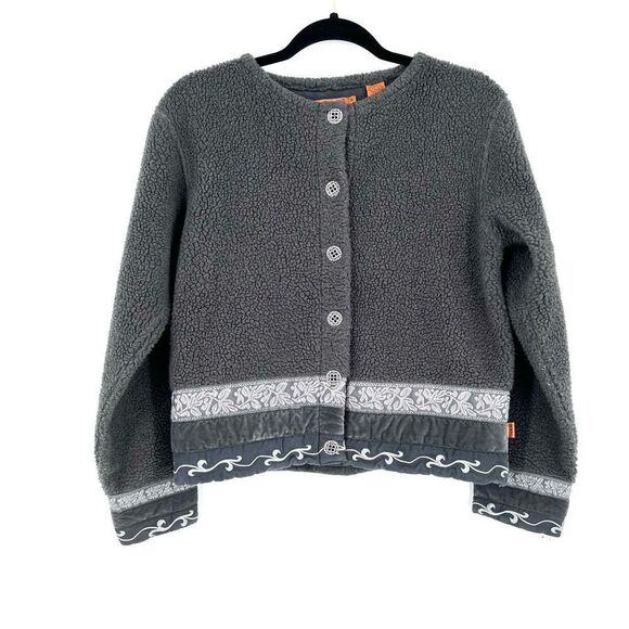 Oobe Fleece Button Down Cardigan Small teddy velvet mixed media - Picture 1 of 6